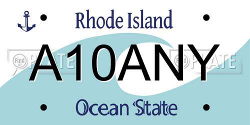 A10ANY Rhode Island License Plate