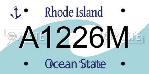 A1226M Rhode Island License Plate