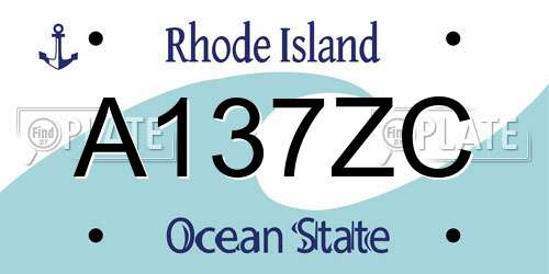 A137ZC Rhode Island License Plate