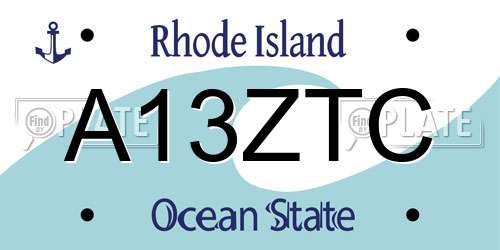 A13ZTC Rhode Island License Plate