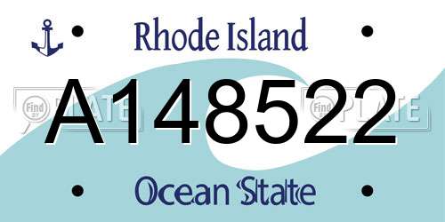 A148522 Rhode Island License Plate