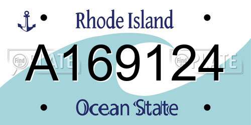 A169124 Rhode Island License Plate