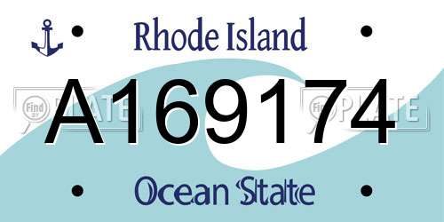A169174 Rhode Island License Plate