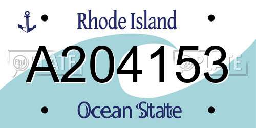A204153 Rhode Island License Plate