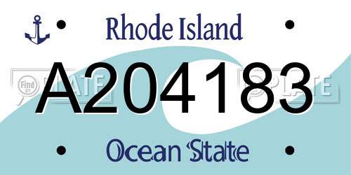 A204183 Rhode Island License Plate