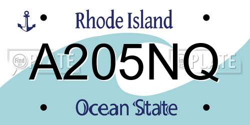 A205NQ Rhode Island License Plate