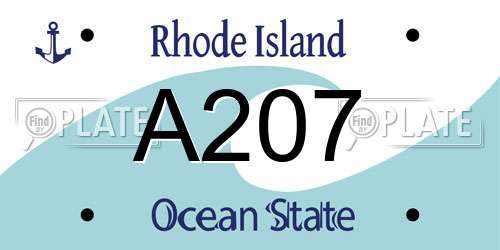 A207 Rhode Island License Plate