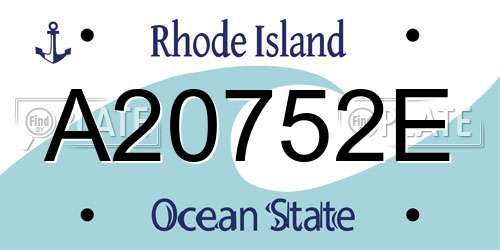 A20752E Rhode Island License Plate