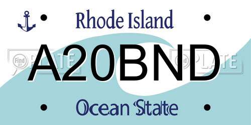 A20BND Rhode Island License Plate