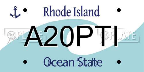 A20PTI Rhode Island License Plate