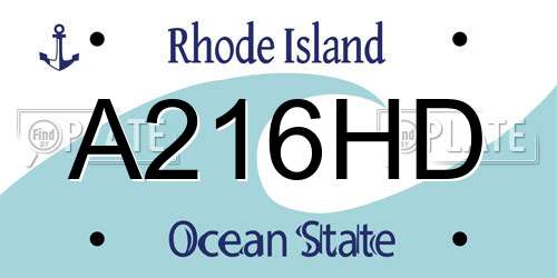 A216HD Rhode Island License Plate