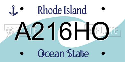 A216HO Rhode Island License Plate