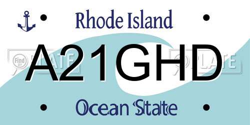 A21GHD Rhode Island License Plate
