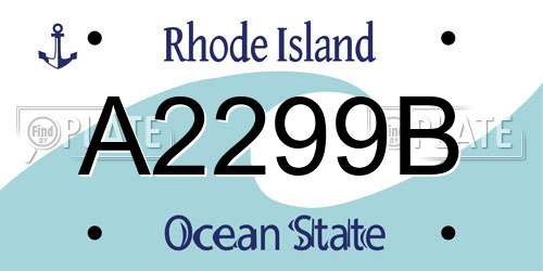 A2299B Rhode Island License Plate