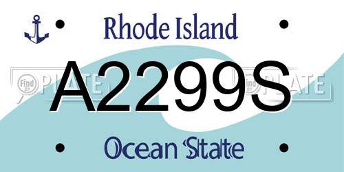 A2299S Rhode Island License Plate