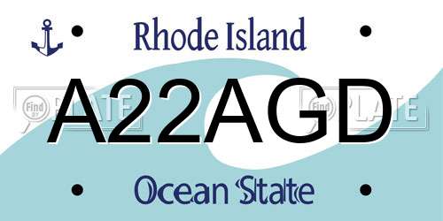 A22AGD Rhode Island License Plate