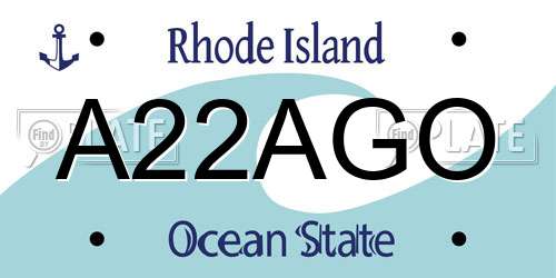 A22AGO Rhode Island License Plate