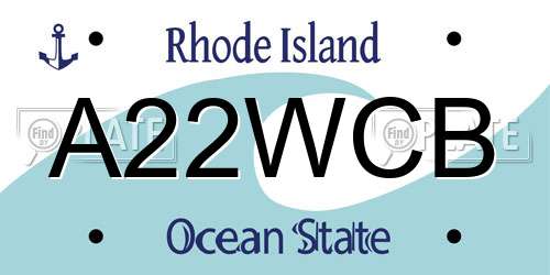 A22WCB Rhode Island License Plate