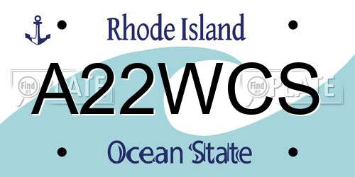 A22WCS Rhode Island License Plate