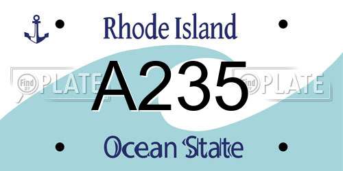 A235 Rhode Island License Plate