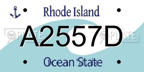 A2557D Rhode Island License Plate