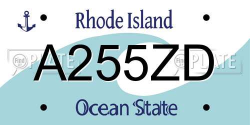 A255ZD Rhode Island License Plate