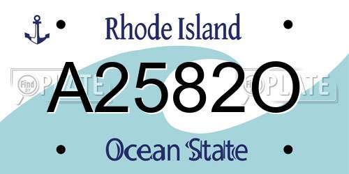 A2582O Rhode Island License Plate