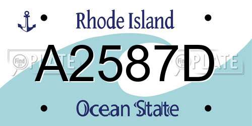 A2587D Rhode Island License Plate