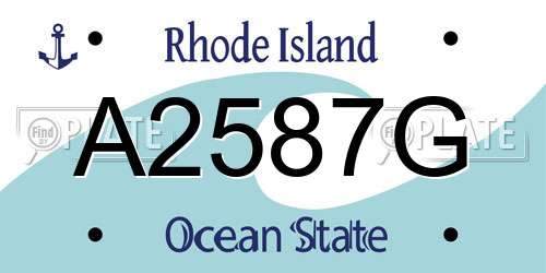 A2587G Rhode Island License Plate