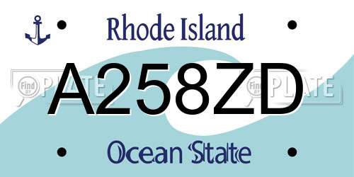 A258ZD Rhode Island License Plate