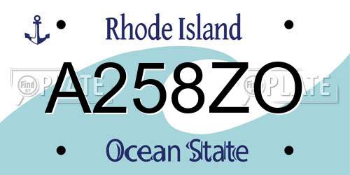 A258ZO Rhode Island License Plate