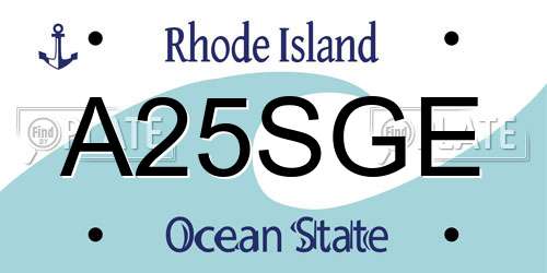 A25SGE Rhode Island License Plate