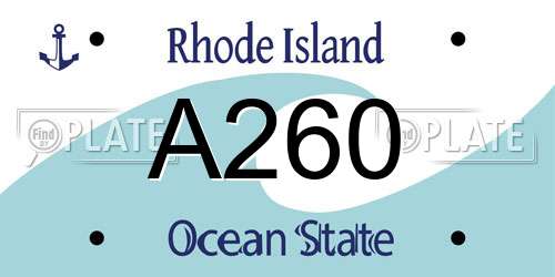 A260 Rhode Island License Plate