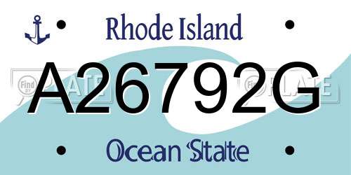 A26792G Rhode Island License Plate