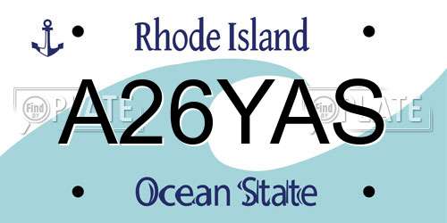 A26YAS Rhode Island License Plate