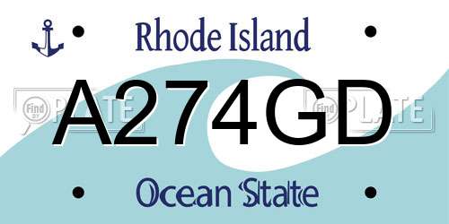 A274GD Rhode Island License Plate