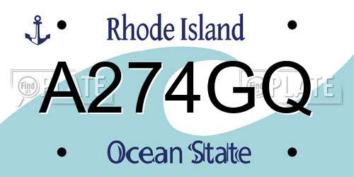 A274GQ Rhode Island License Plate