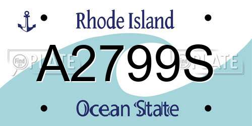 A2799S Rhode Island License Plate