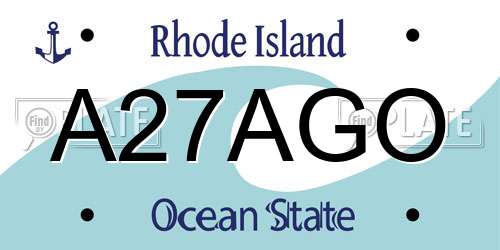 A27AGO Rhode Island License Plate