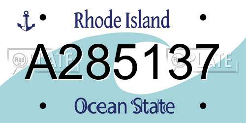 A285137 Rhode Island License Plate