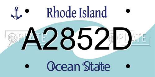 A2852D Rhode Island License Plate