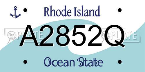 A2852Q Rhode Island License Plate
