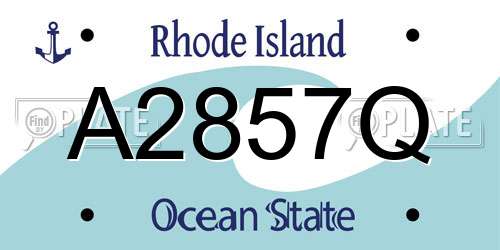 A2857Q Rhode Island License Plate
