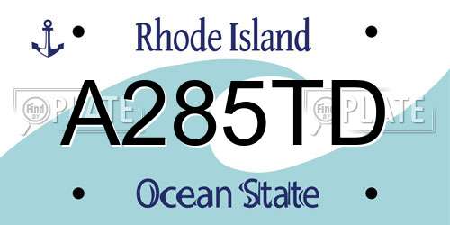 A285TD Rhode Island License Plate
