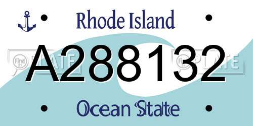 A288132 Rhode Island License Plate