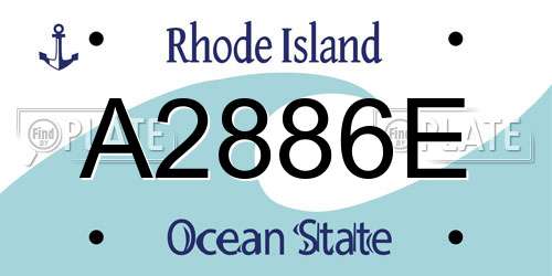 A2886E Rhode Island License Plate