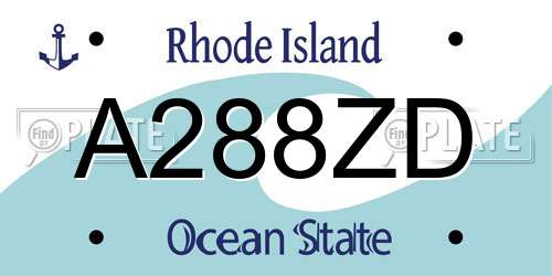 A288ZD Rhode Island License Plate