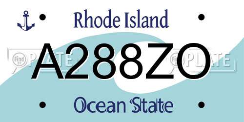 A288ZO Rhode Island License Plate