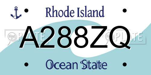 A288ZQ Rhode Island License Plate