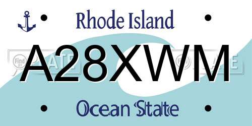 A28XWM Rhode Island License Plate